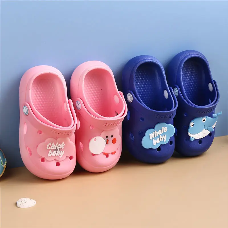 Children\'s Slippers Summer Cute Boys Cartoon Non-slip Female Soft-soled Sandals Hollow Out Shoes Bathing Babies Kids Clogs