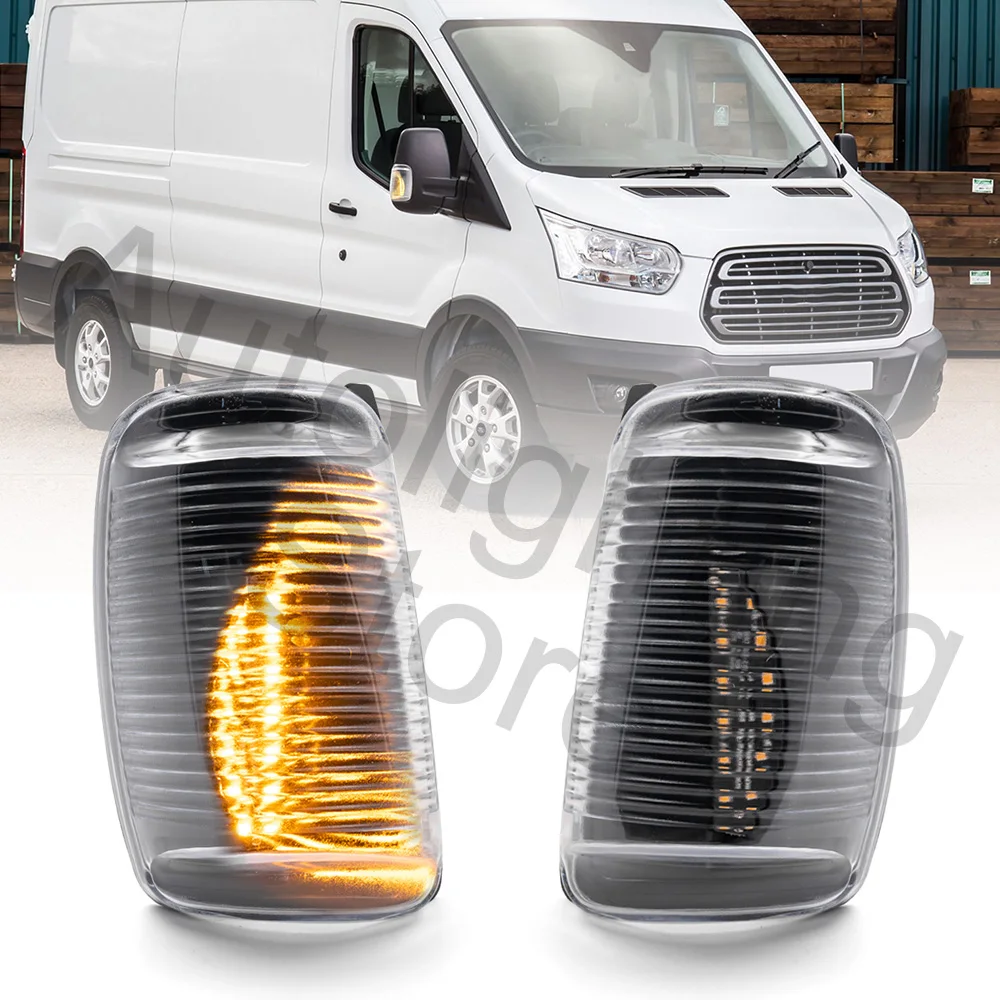 

For Ford Transit MK 8 VIII 150 350HD 2014-2021 2pcs LED Door Wing Mirror Indictor Blinkers Side Turn Signal Light Rearview Lamp