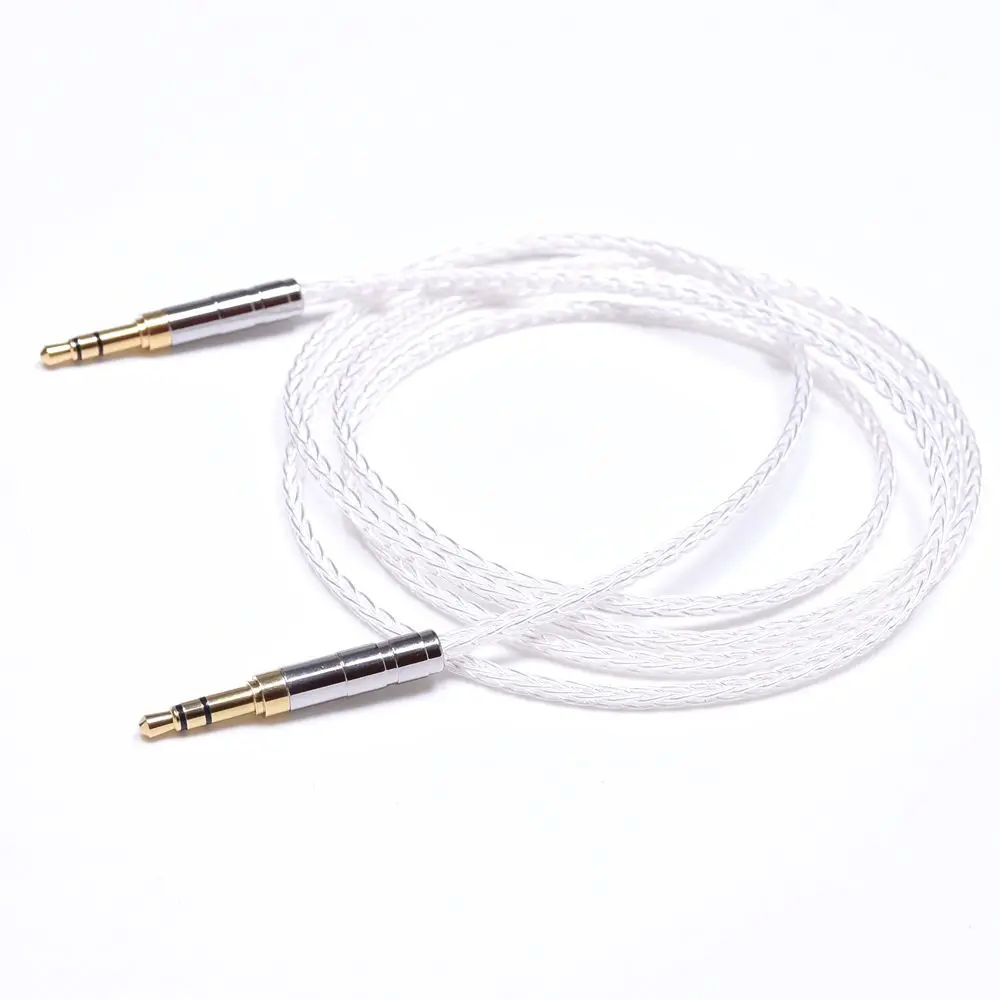 銀メッキヘッドフォンケーブル,1.2m, 4フィート,3.5mmオスから3.5mm,8コア