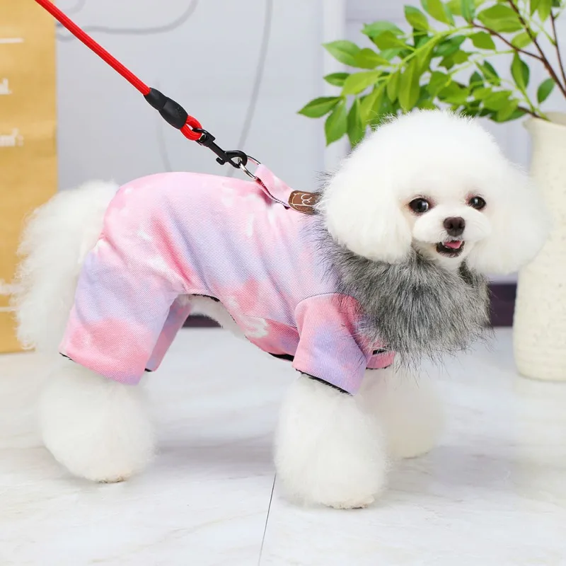 Winter Dog Jumpsuit four leg Warm Dog Clothes fur Collar Pet Outfit Puppy Costumes Small Dog Clothing Coat Jacket Overalls Pants