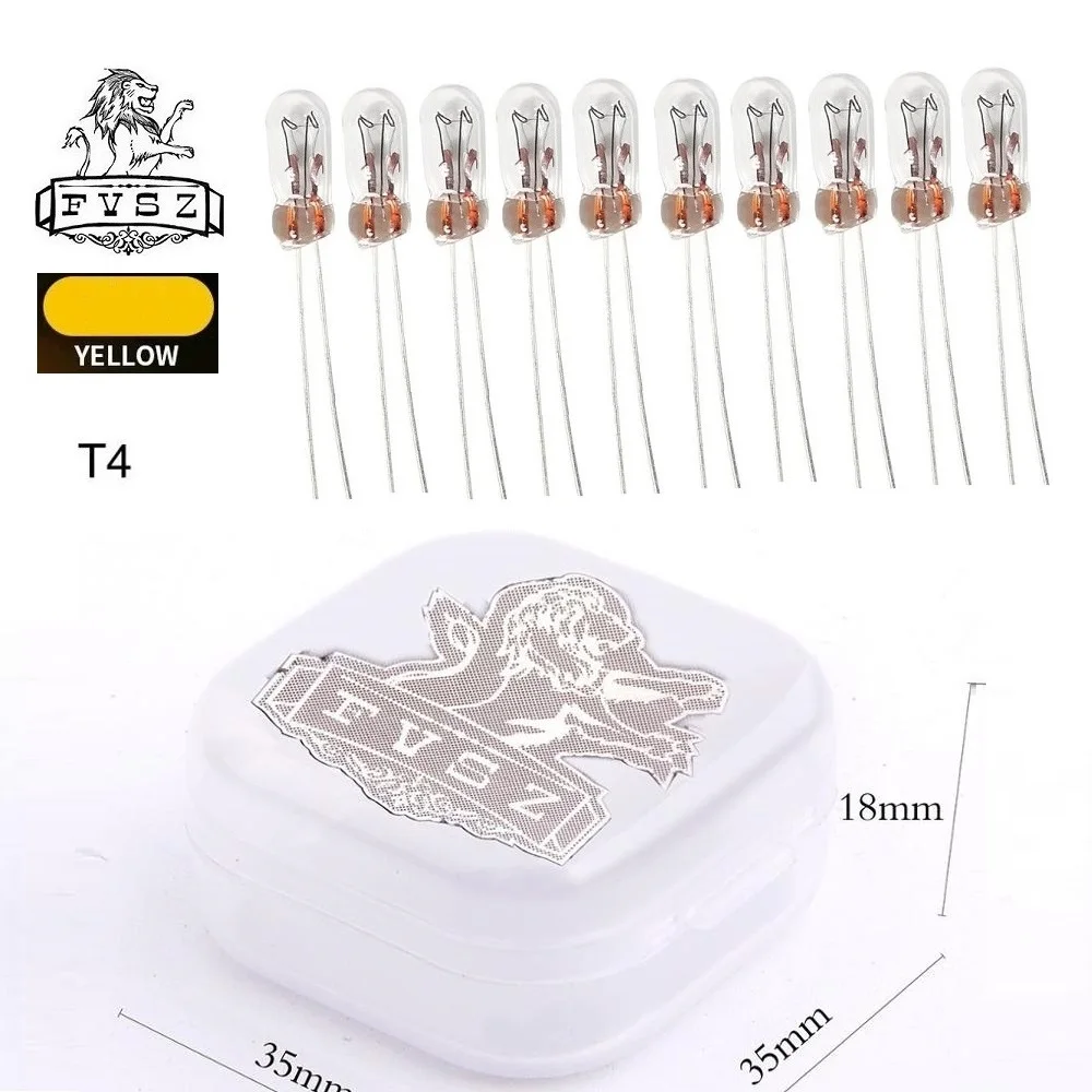10Pcs T4 14V 1.4W Automobile Instrument Audio Gear Bulb Indicator Lamp T1 Transparent Glass The Dashboard Yellow Light