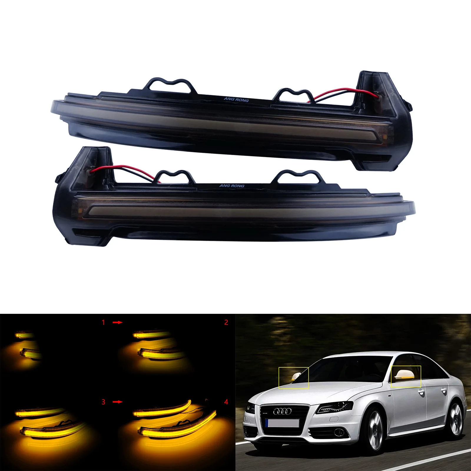 Dynamic LED Wing Mirror Indicator Signal Light For Audi A4 B9 2015+ & A5 2016-up