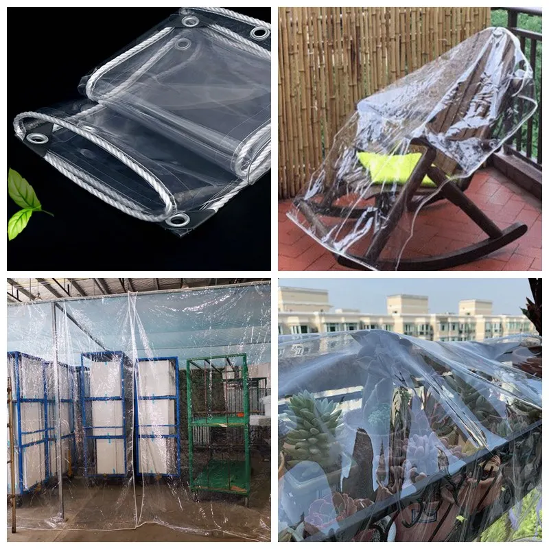 

Big Size 0.55mm Thick Transparent PVC Rainproof Cloth Outdoor Sunscreen Windproof PVC Tarpaulin Waterproof Tarp Restaurant Rain