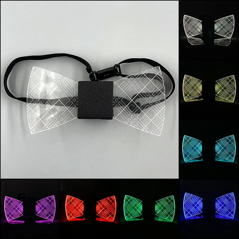 Fashion Men LED Light up Necktie Bowtie Luminous Flashing Bow Tie For Club Party Wedding Glow Party Decoration Birthday Gift