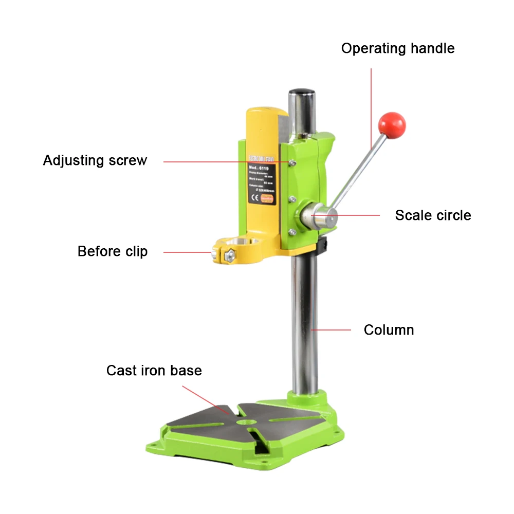 ALLSOME BG6127 Drill Press Stand Mini Electric Drill Bracket 90 Degree Rotating Fixed Frame Workbench Clamp