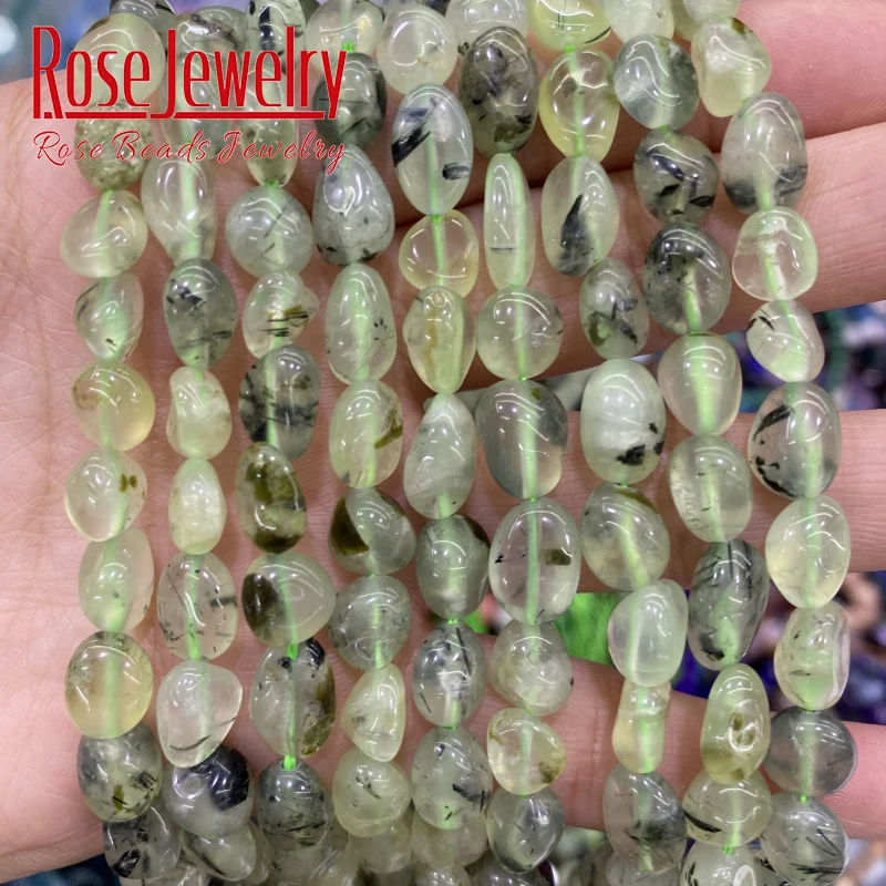 Fashion jewelry 6x8 8x10 mm Amorphous Irregular green prehnites loose beads For Jewelry Making DIY bracelet necklace accessories