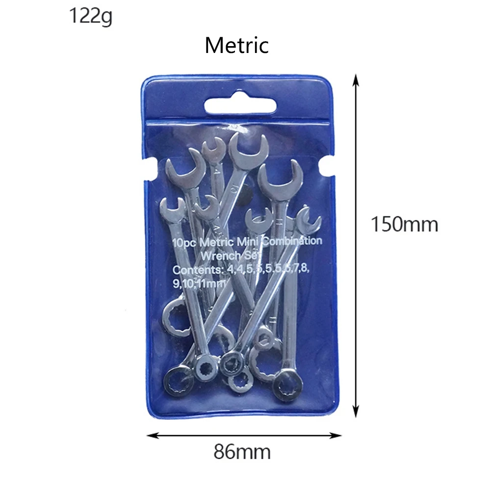 British/Metric Type Wrenches 10pcs Mini Spanner Wrenches Set Hand Tool Key Ring Spanner Explosion-proof Pocket