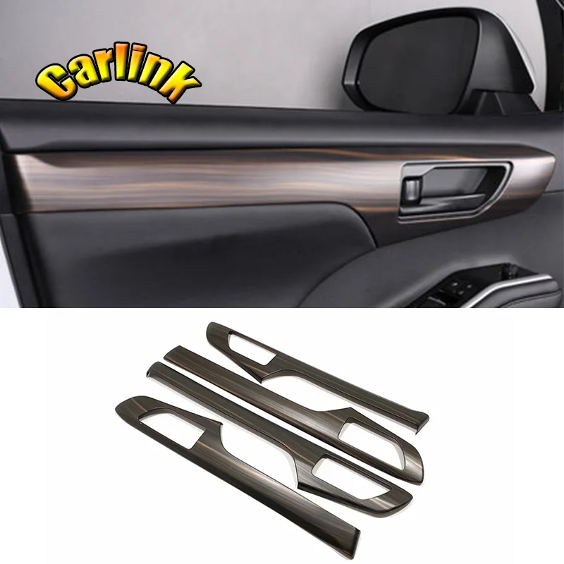 

For Toyota Highlander Kluger 2021 2022 ABS Carbon Car Inner FDoor Armrest Door Handle Bowl Decorative Frame Interior Accessories