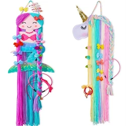 Colorful Mermaid Storage Tassel Decor Hanger Hanging Wall Headwear Organizing Strip Cute Hair Clips Hairband Organizer For Girls