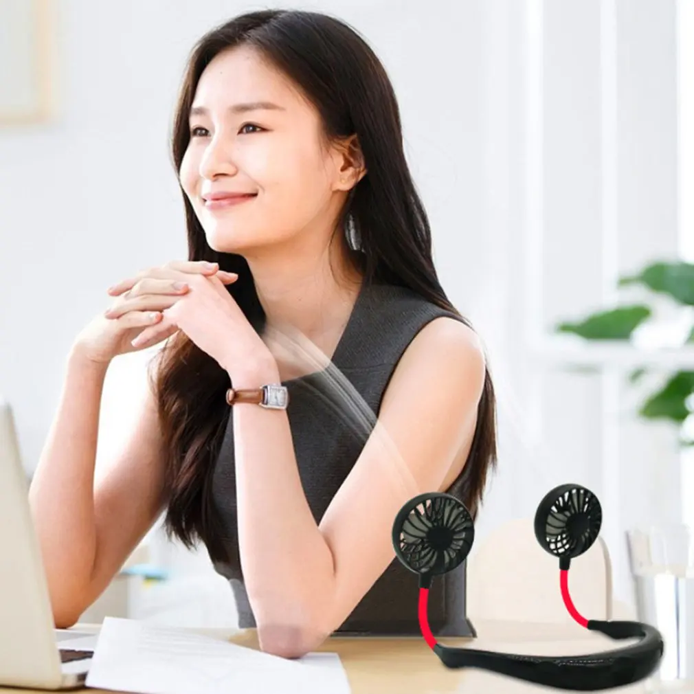 USB Outdoor Sports Mini Hanging Neck Fan portatile senza foglie piccolo ventilatore appeso al collo pigro ventilatore elettrico Ultra-silenzioso