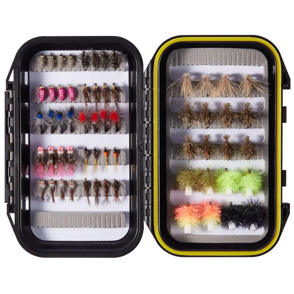 

Bassdash Fly Fishing Flies Barbless Fly Hooks 60pcs with Waterproof Fly Box