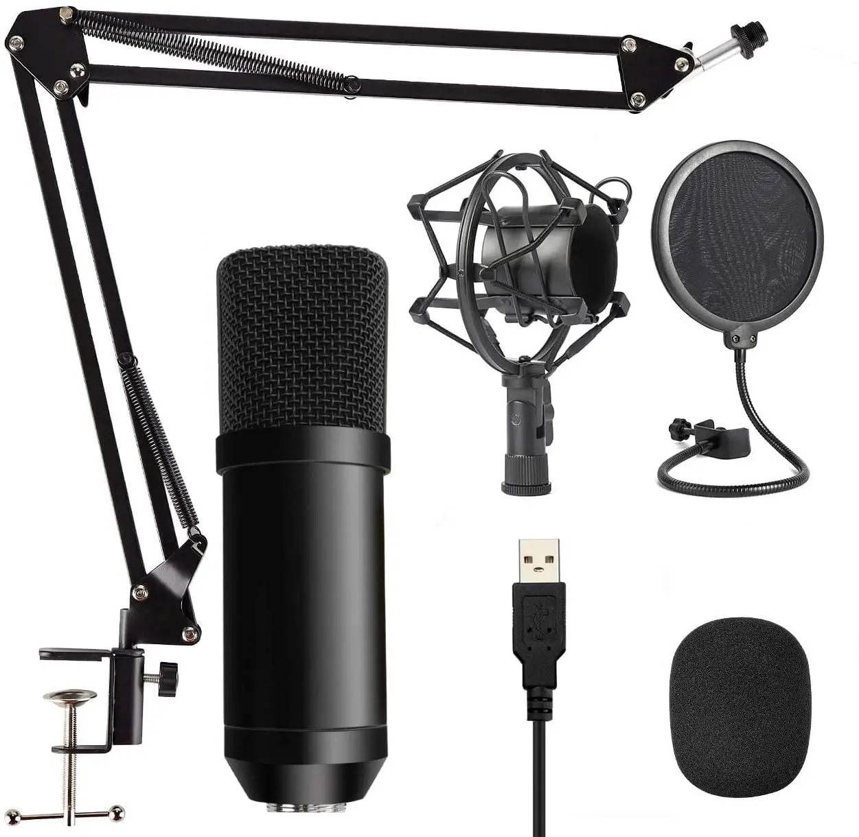 USB Plug&Play Professional Condenser Microphone Noise Reduction With Cardioid Recording Mic For Gaming Live Equipment PC Karaok