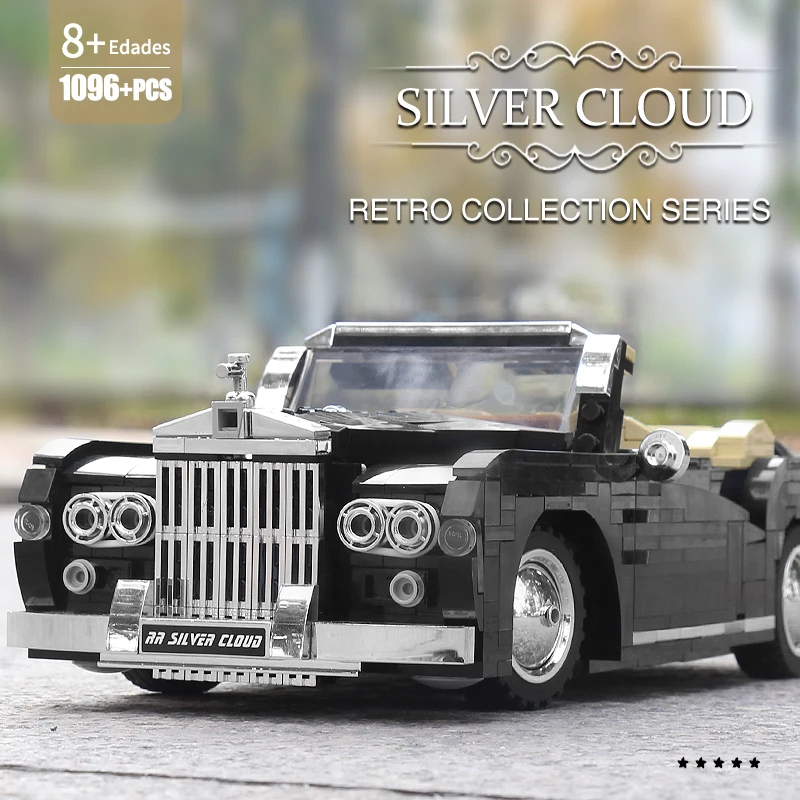 Mould King 10006 Car Toys The MOC 1964 RR Sliver Cloud Car Model Building Blocks Assembly Technical Bricks Kids Christmas Gifts