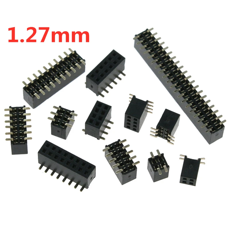 10PCS 1.27MM SMD Double Row Female Socket 2*2/3/4/5/6/7/8/9/10/12/16/20/40/ PIN Female Header Connector