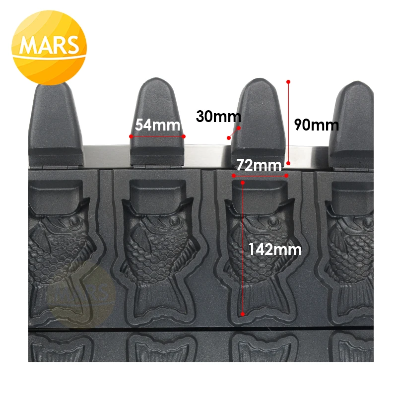 Gaufrier électrique Taiyaki en forme de poisson, 5 pièces, 220V 110V, four à gâteaux en fer avec CE