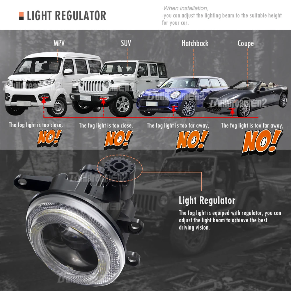 2 X 30W H11 Car Front Angel Eye LED Fog Light DRL Daylight For Toyota Hilux Revo Rocco Pick UP SR5 2015 2016 2017 2018 2019