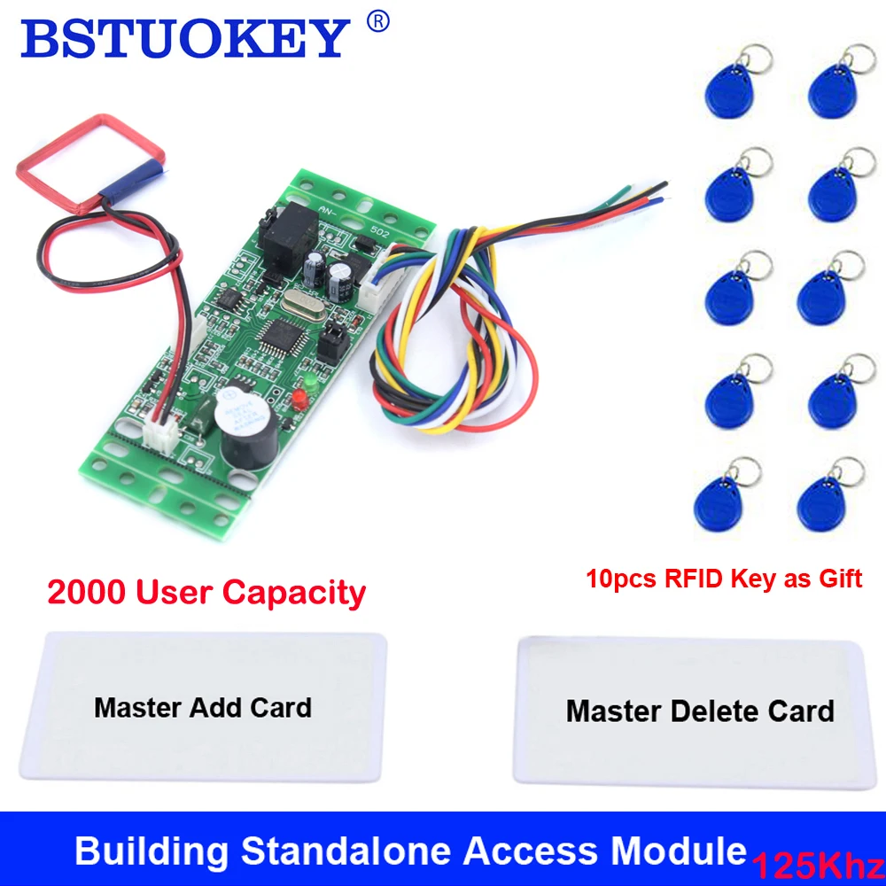 2000 User Access Control Board with 125Khz RFID Reader Module Embedded DC 9-12V for Building Intercom Elevator Gate Control