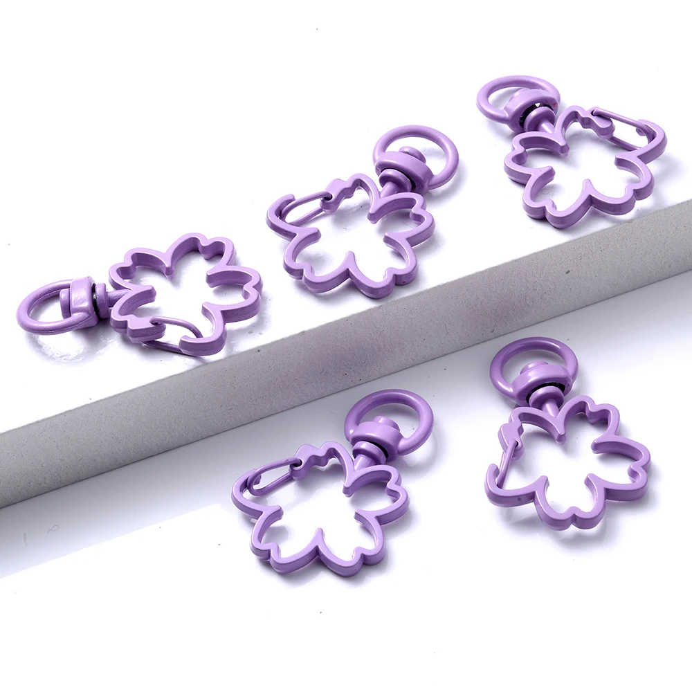 5 teile/los Blume Karabiner Haken Schlüsselanhänger Trigger Clips Schnallen für DIY Schmuck Machen Schlüssel Ketten Ring Zubehör 24*34mm – Detail 13