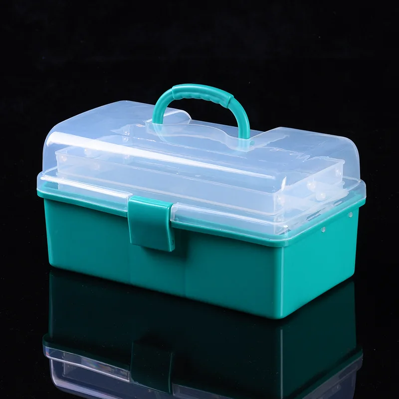 Kotak Alat Lipat Transparan Kotak Kerja Kit Manikur Kabinet Obat Tempat Kerja untuk Perangkat Penyimpanan Casing Bagian Organizer