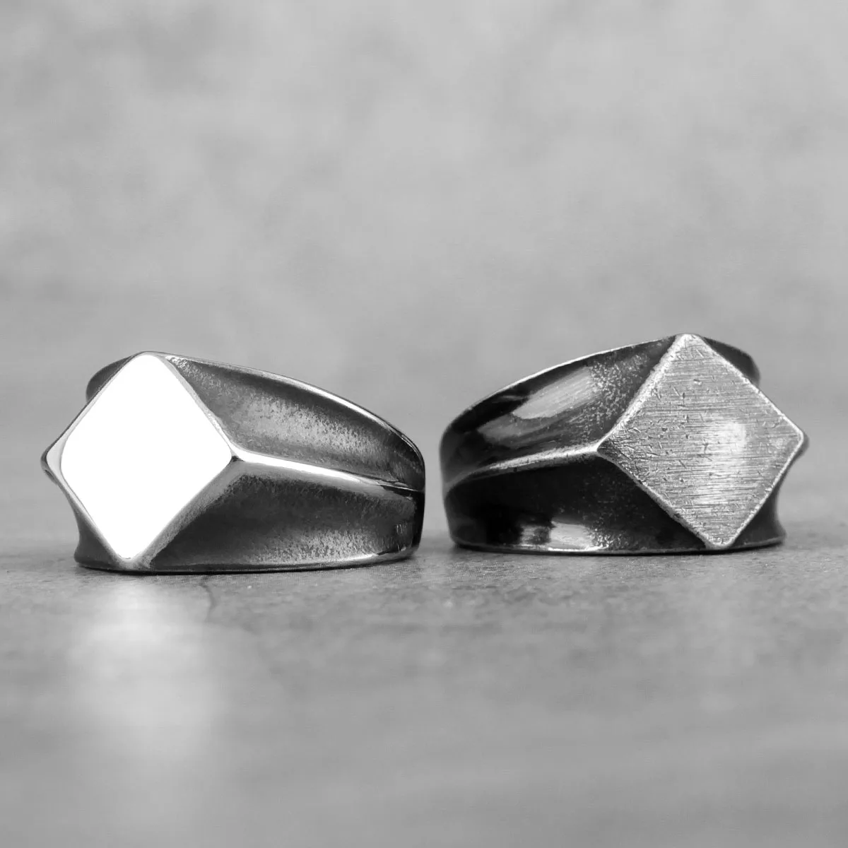 Retro Polygon Trend Simple Stainless Steel Mens Rings Punk Hip Hop for Male Boyfriend Biker Jewelry Creativity Gift Wholesale