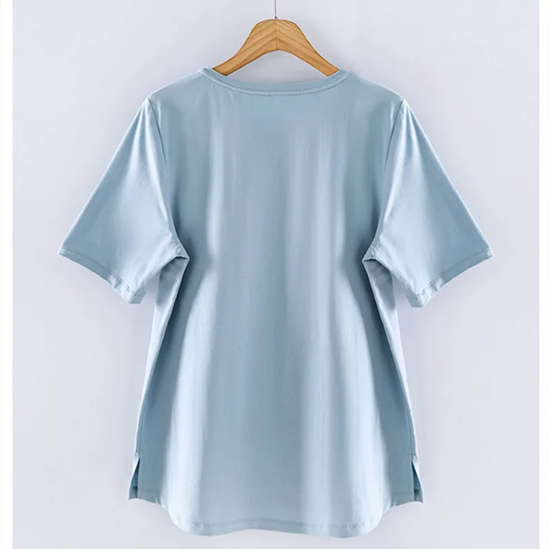 Women\'s Short Sleeve T-Shirt, Cotton, Loose, Printing, Female Tee, Large Size, 4XL, Summer