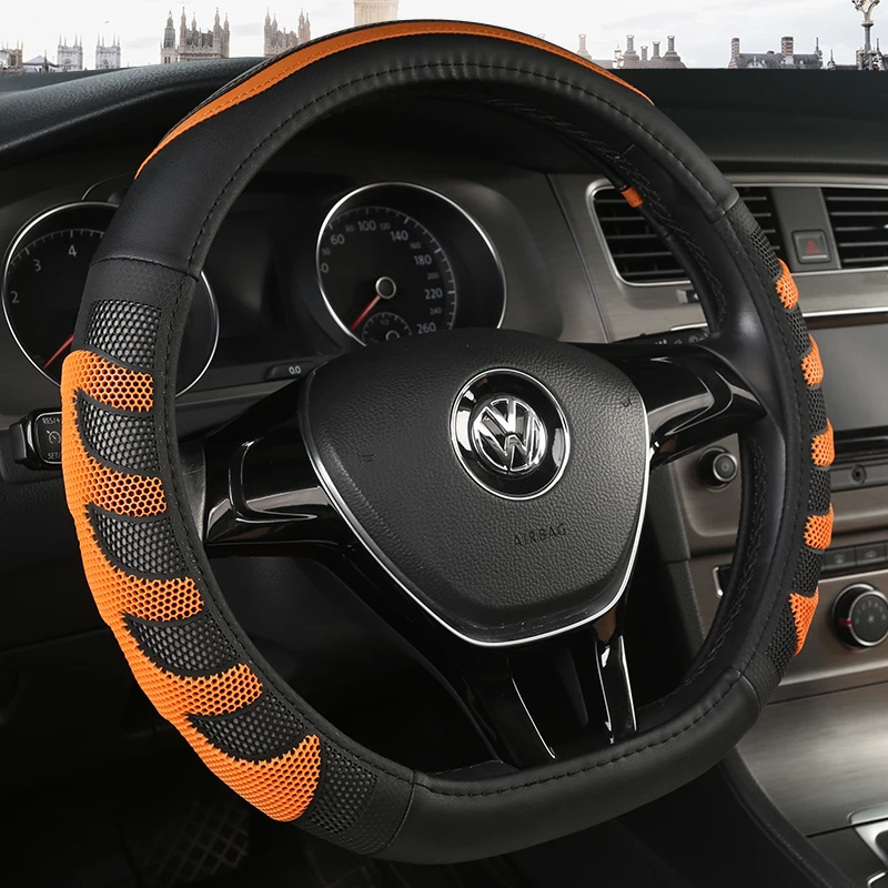 D Shape Car Steering Wheel Cover For VW Jetta 6 2017-2022 Golf 7 Scirocco Bettle 2012-2022 Tiguan 2019 2020 Auto Accesorioss