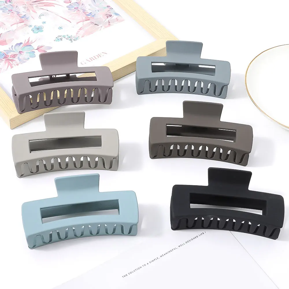 Keren Warna Geometris Cross Square Rambut Klip Rambut Cakar Penjepit Kepiting Wanita Besar Matte Frosted Jepit Rambut Ekor Kuda Rambut Aksesoris