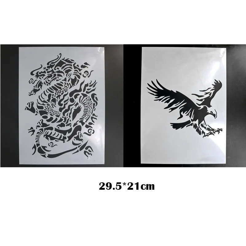 

2pc Dragon Eagle Cake Stencils Accessories Supplies Painting Template Scrapbooking Embossing Stamping Album Card