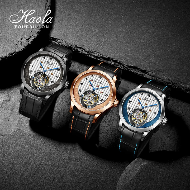 Haofa manual tourbillon movimento relógio masculino voando mecânica safira esqueleto relógio dos homens de luxo à prova dwaterproof água zegarek męski 1088