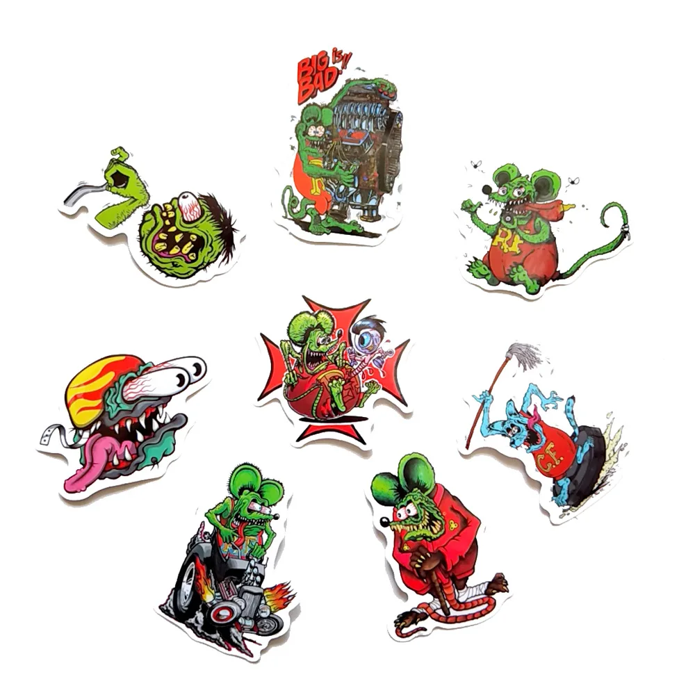 Autocollants Rat Fink pour valise, skateboard, ordinateur portable, bagages, réfrigérateur, téléphone, voiture, style, décalcomanie, bricolage, 10 pièces, 30 pièces, 50 pièces