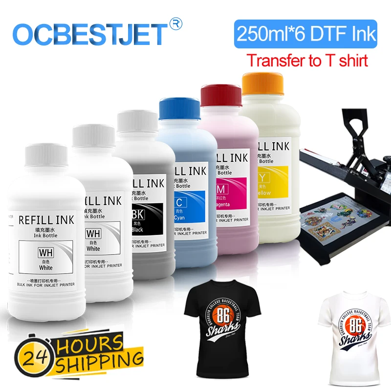 

250ML*6 DTF Ink Film Transfer Ink For DTF Direct Transfer Film Printer For DTF Printing PET Film Printing And Transfer For Epson