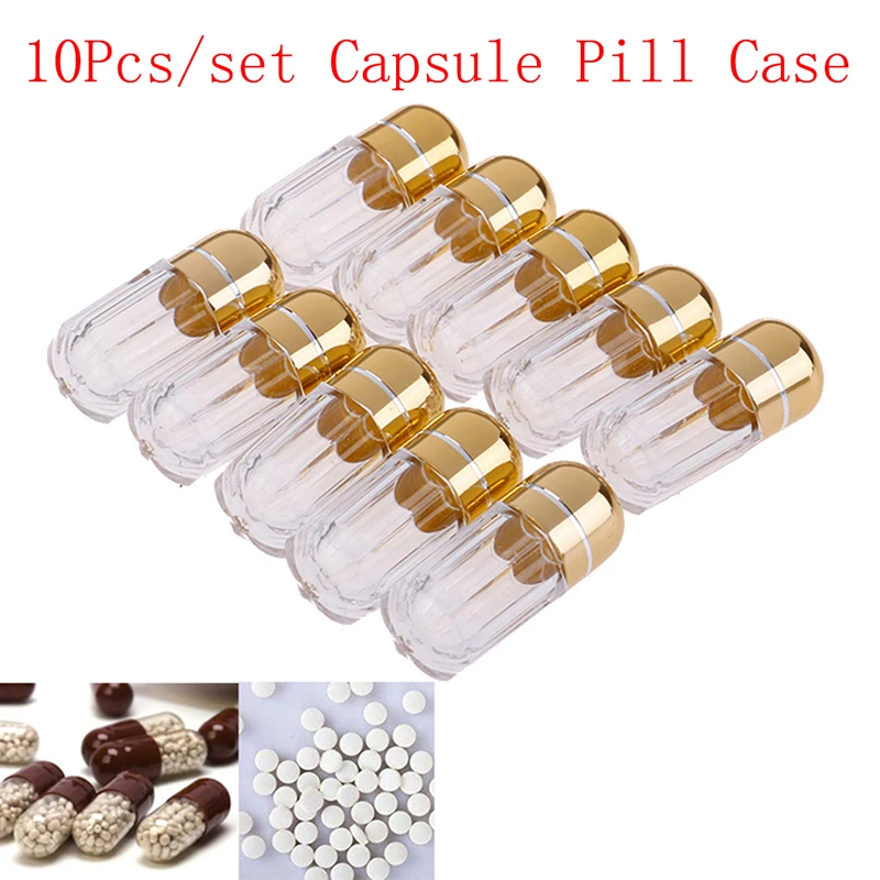 

1PC/10Pcs Empty Clear Plastic Bottle Pill Box Capsule Shell Medicine Holder Color Random 2 Colors