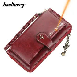 Name Engraving Women Wallets Card Holders Classic Long Top Quality Leather Female Purse  Zipper Brand Wallet For Women Carteria