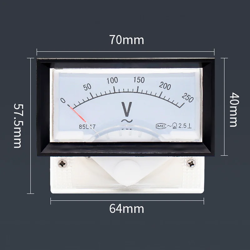 85L17 AC 5V 10V 15V 25V 30V 45V 50V 75V 70*40mm Rectangle Analog Volt Voltage Panel Meter