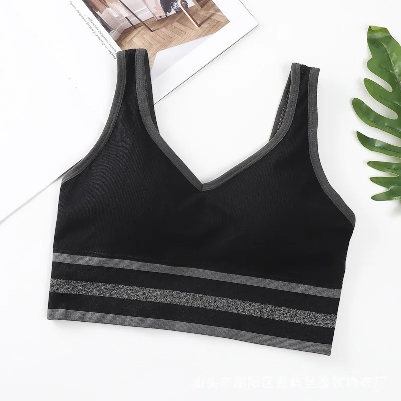 New  Women\'s Cotton Underwear Tube Tops Sexy Solid Color Top Fashion Push Up Comfort Bra Female Sports Color Matching Tank Up