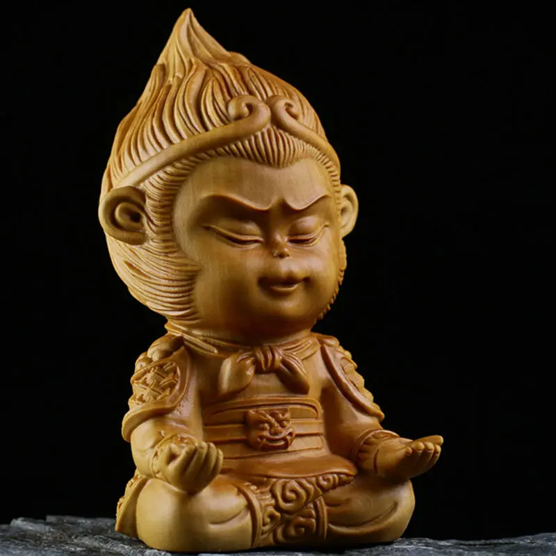 

Boxwood Wood Carving Sun Wukong Monkey King Hand-Carved Sculpture Collection