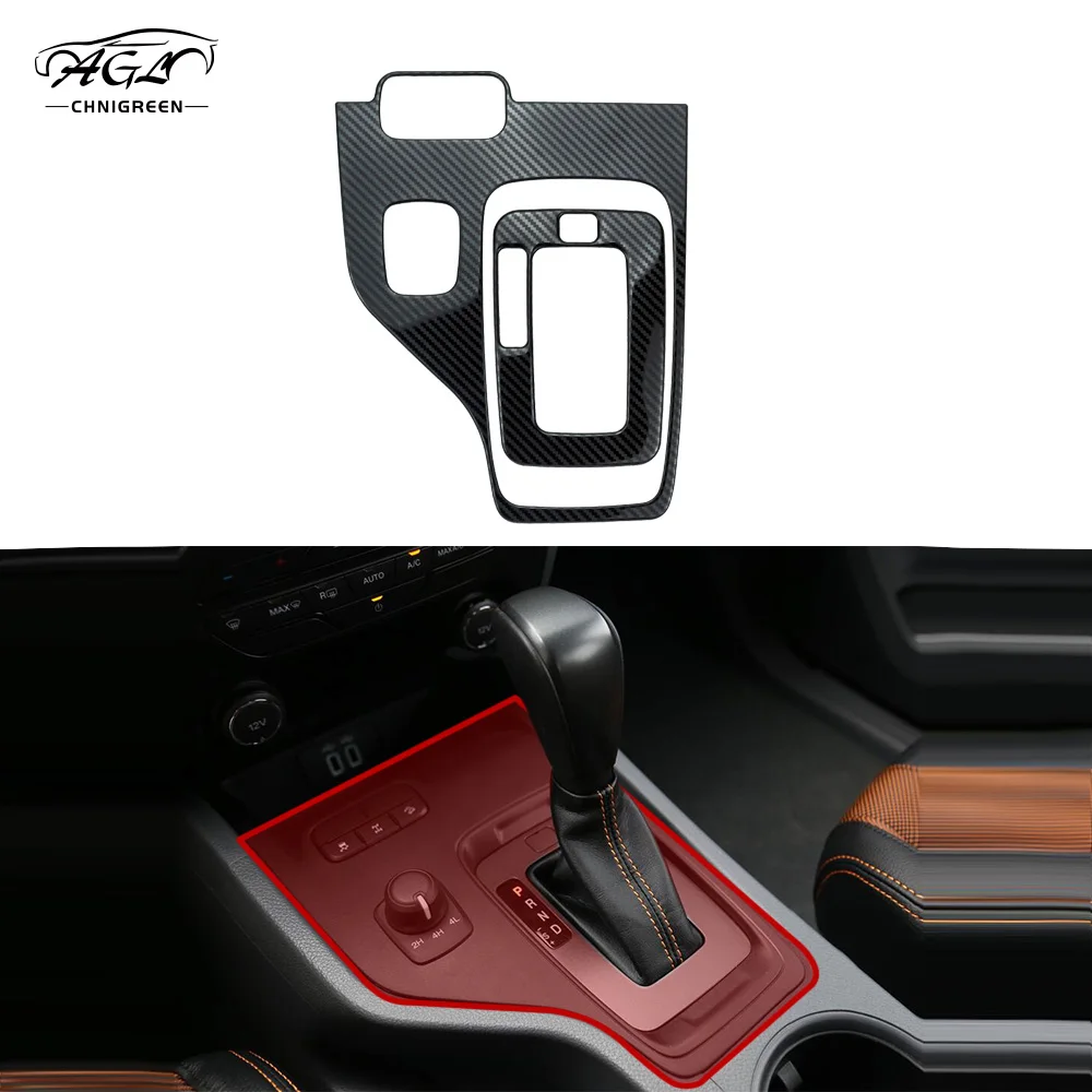 Stainless Steel Carbon Fiber Color High Configuration Gear Shift Panel Cover for Ford Ranger 2015-2020 Mazda BT-50 2011-2020