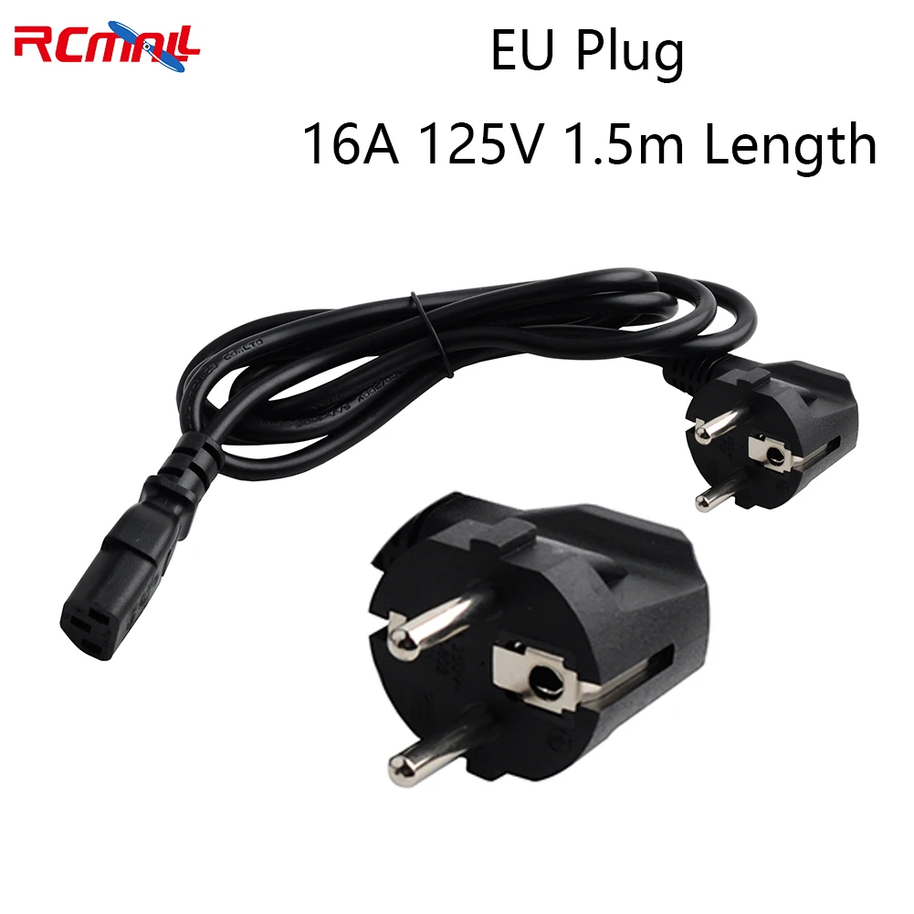 RCmall Power Cord EU Plug 16A 125V 1.5m Length