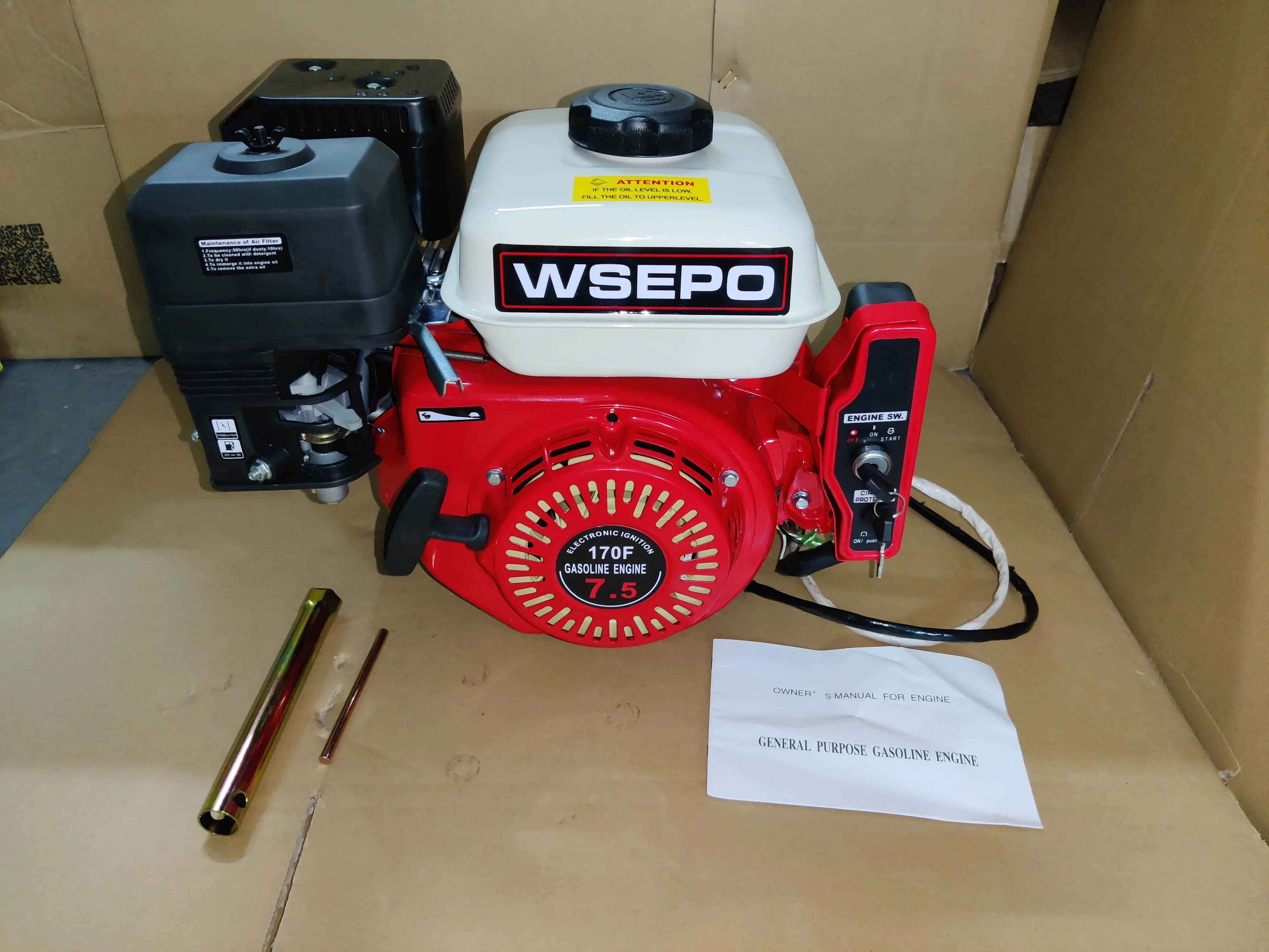WSE-170F 7HP 212CC Manual Or Electric Start Air Cool 4-Str. Gas Engine Used For Gokart Pump Genset Road Cutter Compressor Etc