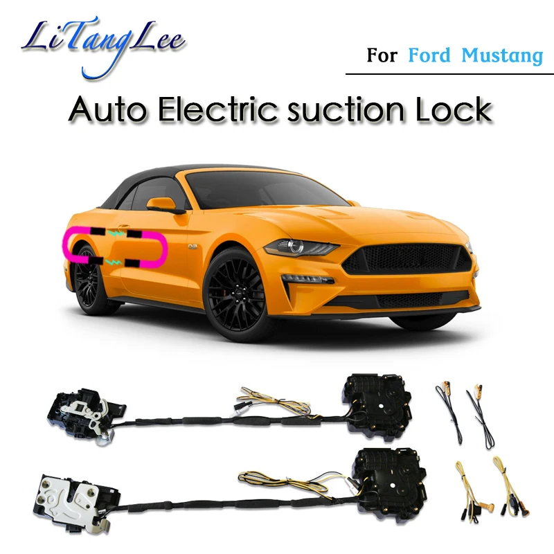 Car Soft Door Latch Pass Lock Actuator Auto Electric Absorption Suction Silence Closer For Ford Mustang 2017~2018