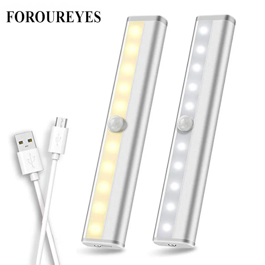 

Светодиодный светильник для шкафа, для кухни, с USB зарядкой, PIR датчик движения, настенный светильник для коридора, шкафа, внутреннего освещения