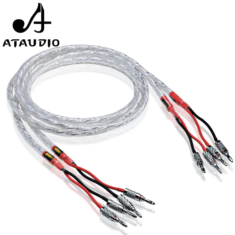 

ATAUDIO HIFI Silver-plated One Pair Speaker Cable Hi-end 6N OCC Speaker Wire For Hi-fi Systems