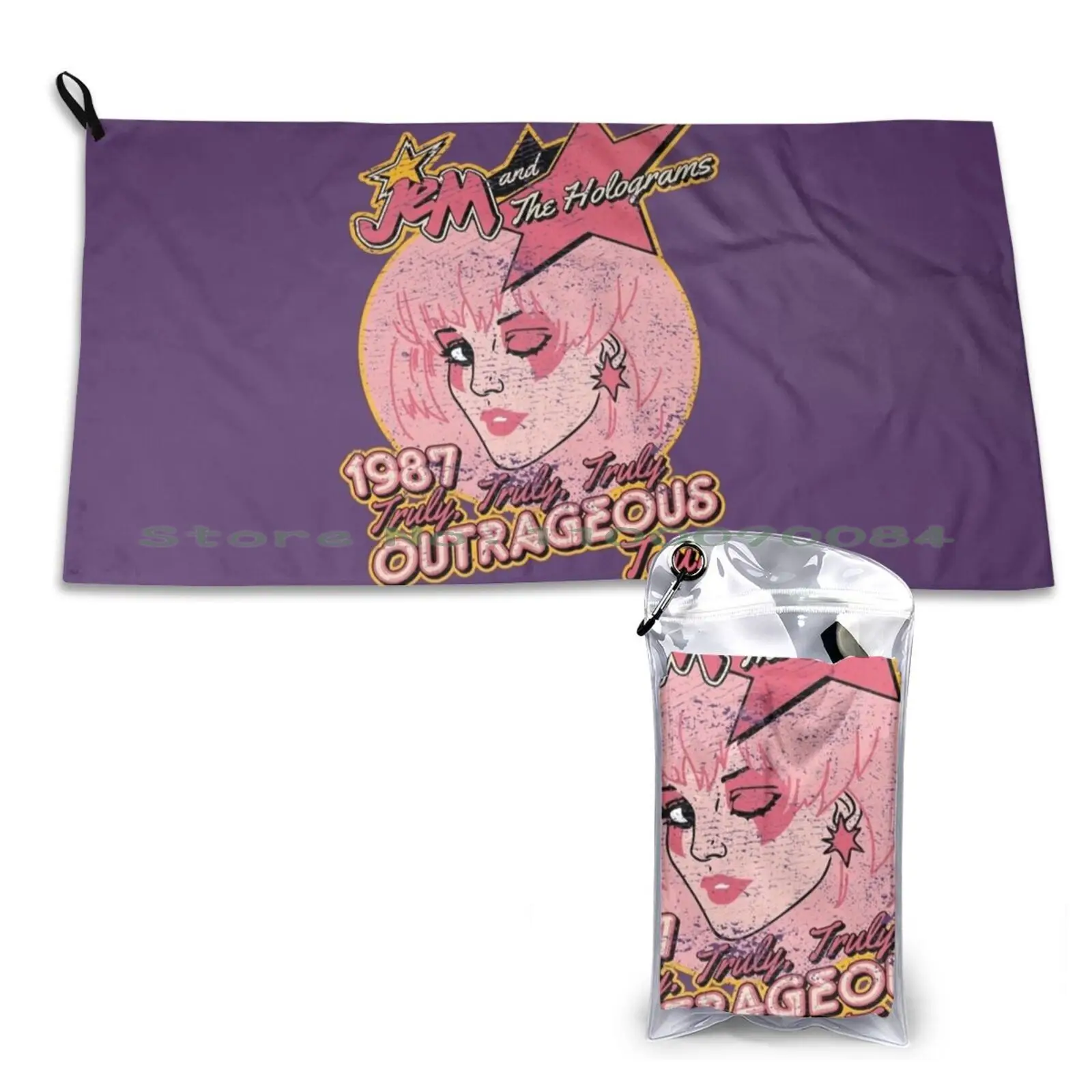 Jem And The Holograms Tour-Distressed Quick Dry Towel Gym Sports Bath Portable Jem And The Holograms 80s Cartoon Concert Tour