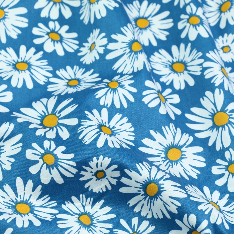 Pastoral SUNFLOWER Small Floral Printed Cloth Cotton Bed Sheet Quilt Cover Pillowcase Four-Piece Summer Pajamas  Fabric