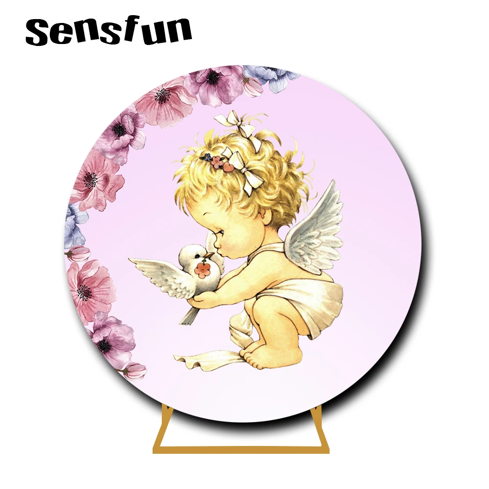 غطاء خلفية دائري لاستوديو الصور ، صور مخصصة ، خلفية لحديثي الولادة ، التعميد ، التواصل المقدس ، يا بيبي ، 7 خيارات