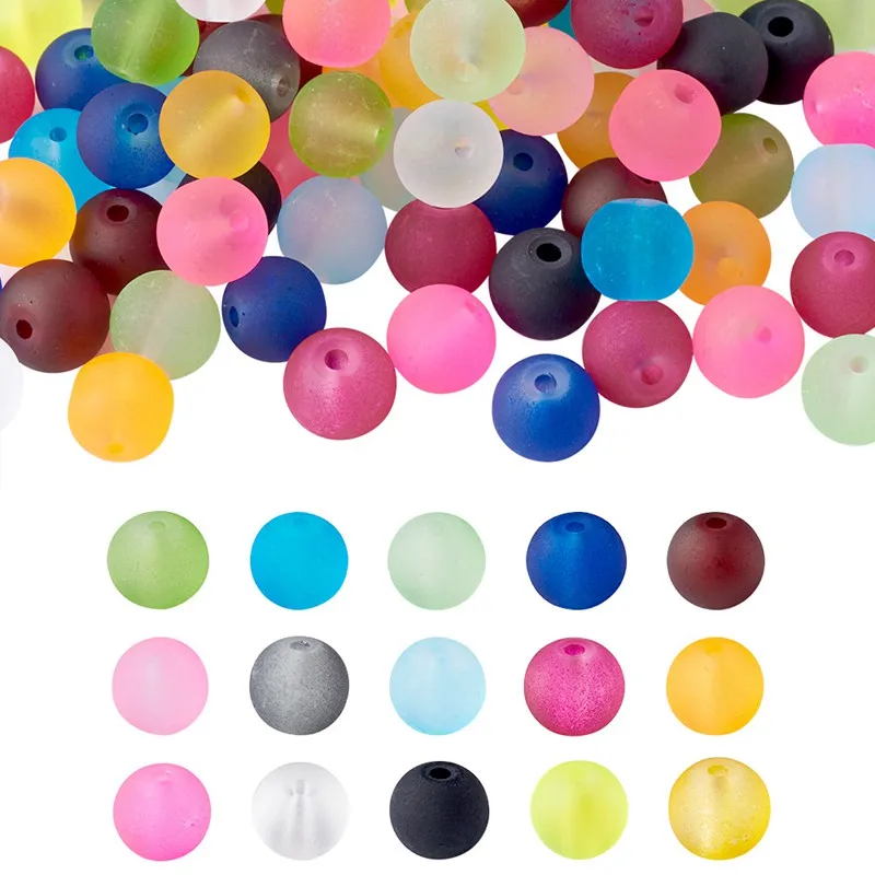 

4mm 6mm 8mm 10mm Frosted Round Glass Beads Loose Spacer Bead Mixed Color for Jewelry Making DIY Bracelet Necklace