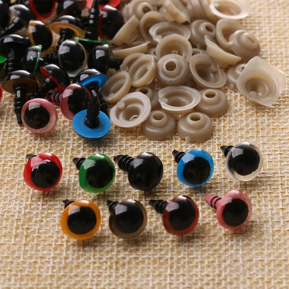 20pcs 8/10/12/14mm Mix Color Plastic Safety Eyes Crafts Animal Teddy Bear DIY Dolls Puppet Accessories Stuffed Toys with Washer