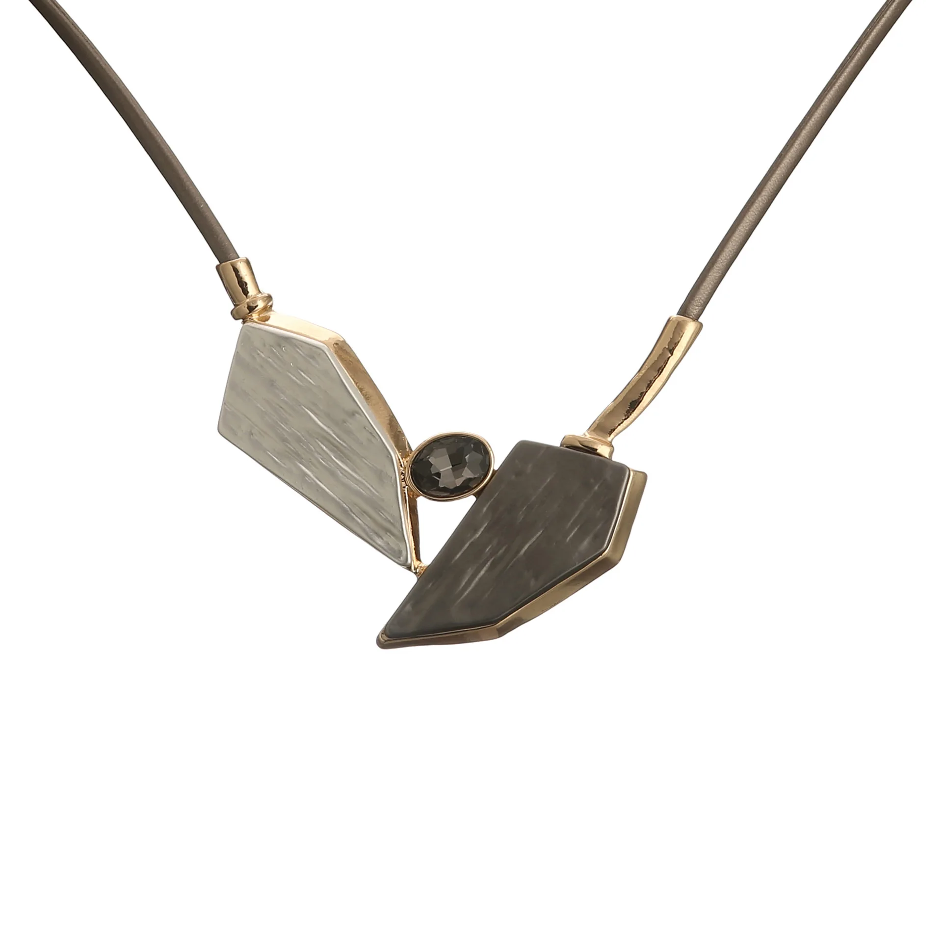 Trendy Geometric Chokers Necklace Leather Rope Women's Statement Crystal Suspension Jewelry Female Decoration Accessories