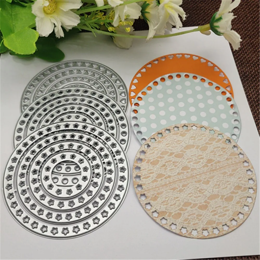 Lace Round metal cutting dies cut die mold Christmas flower leaves Scrapbook paper craft knife mould blade punch stencils dies