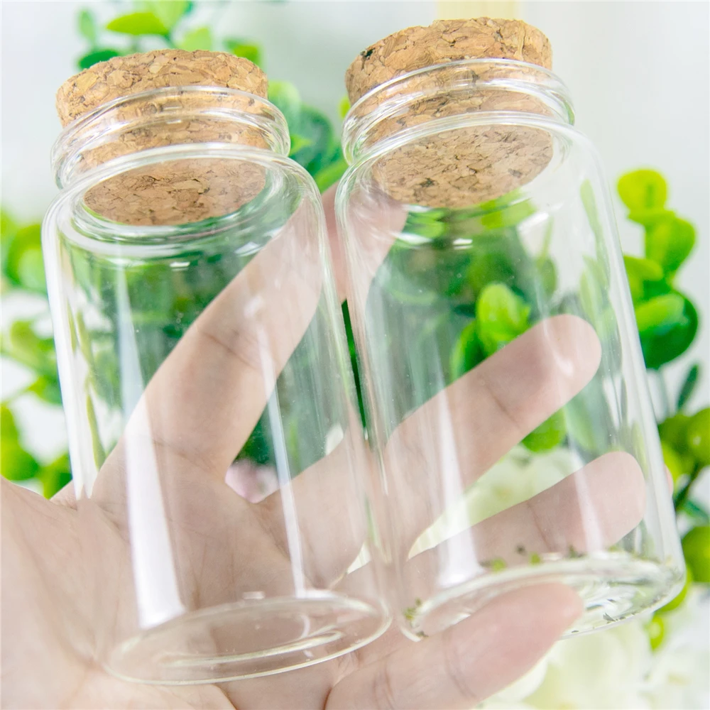 24Pcs 100ml Small Cute Clear Glass Container with Corks Originality Handicraft Refillable Vials Cosmetics Gifts Bottles